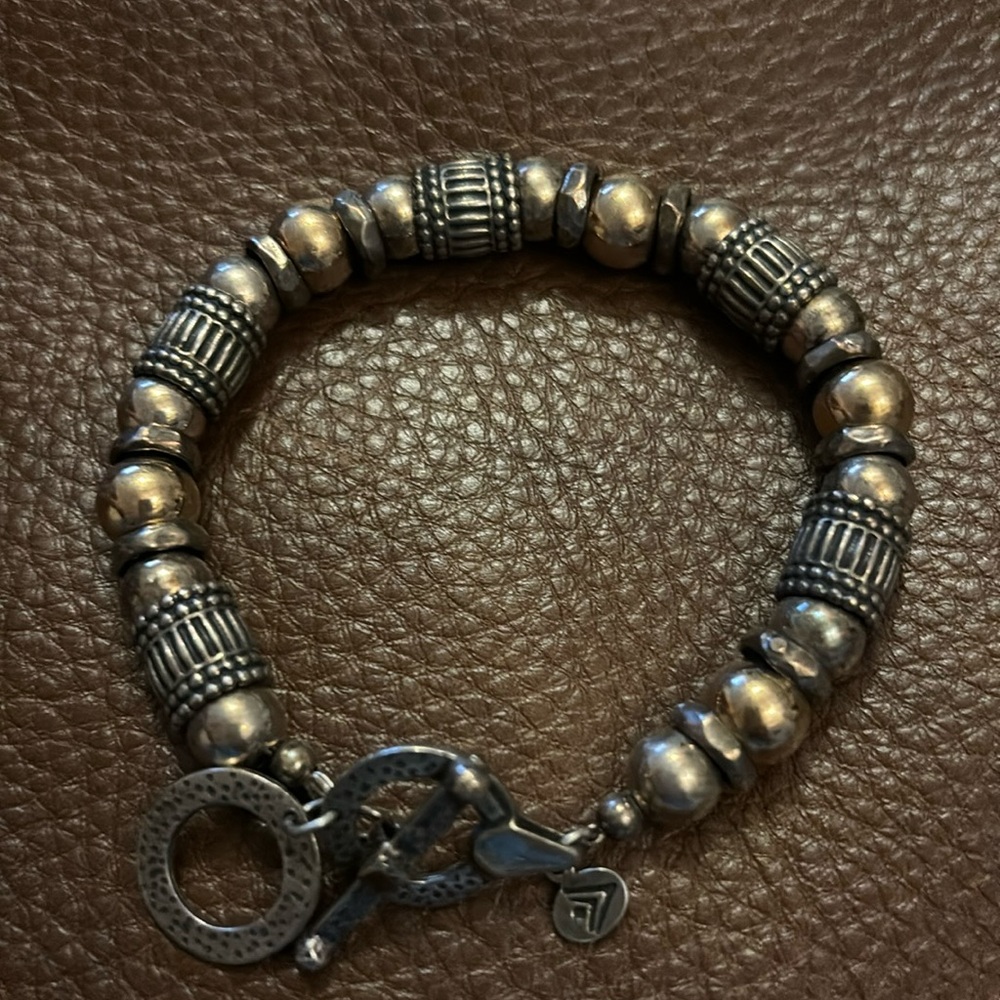 Silpada Sterling 925 Silver Gold Filled Bead Toggle Bracelet